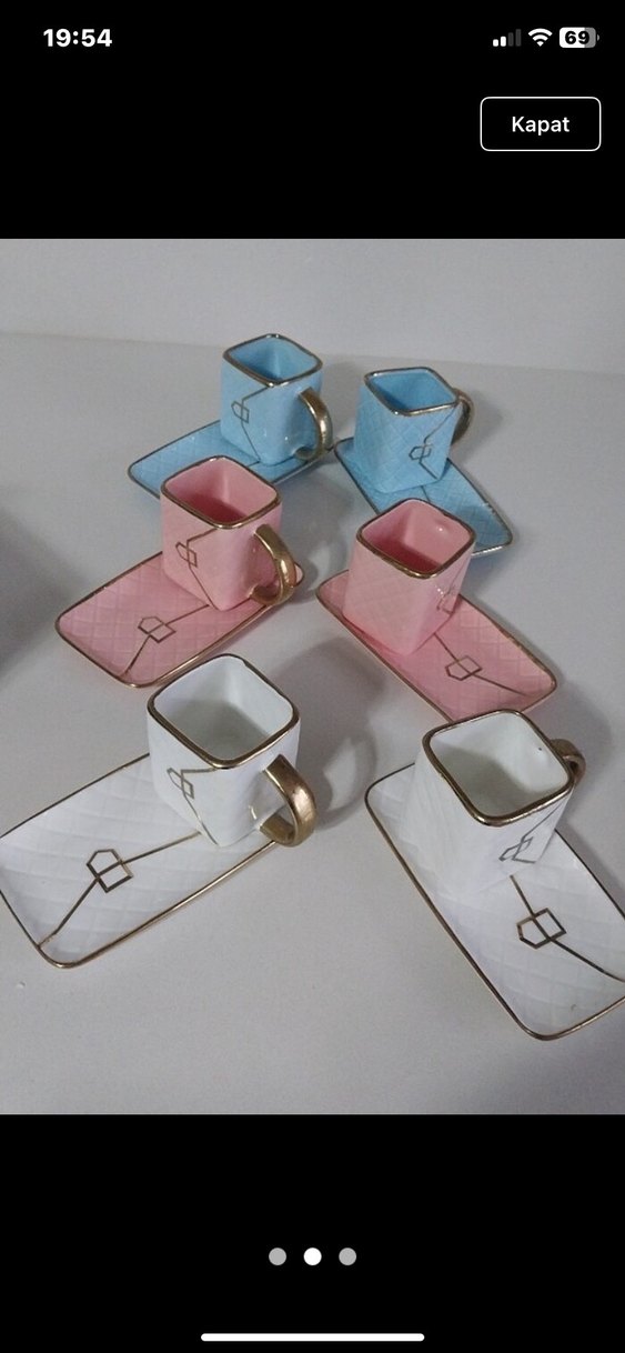 Beyaz Altın Detaylı 2'li Fincan ve Tabak Seti - Görsel 3