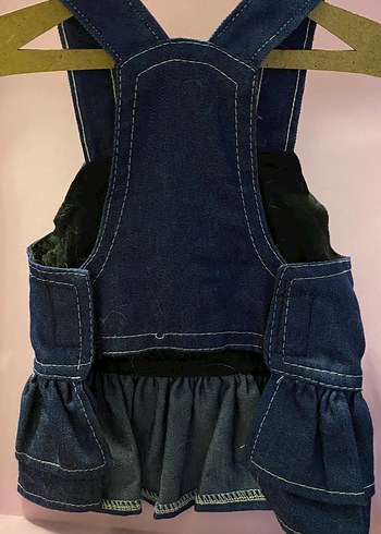 Dişi kedi köpek Kot Elbise Fiyonklu Askılı - Görsel 2