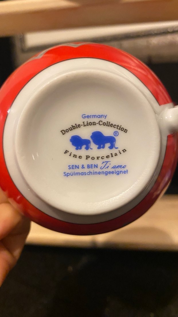 Kırmızı Kalp Desenli İkili Fincan ve Tabak Seti - Görsel 3