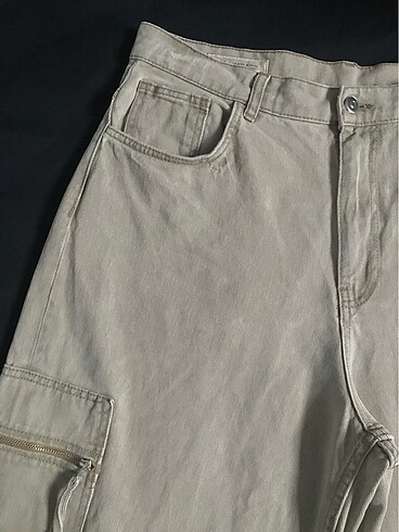 Zara ZARA KUM RENGİ KARGO BAGGY PANTOLON