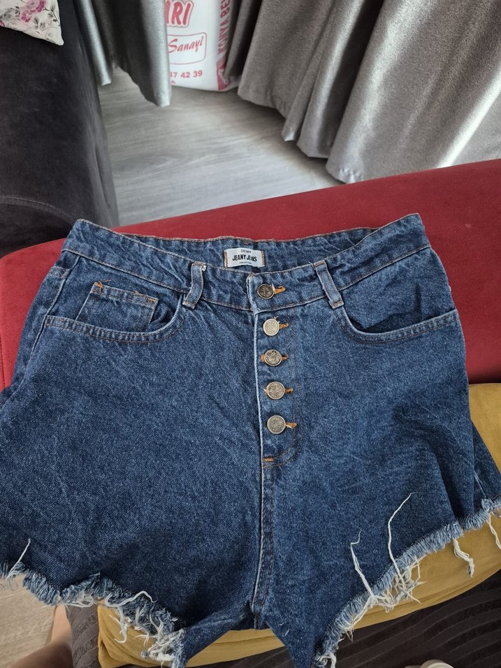 Düğmeli Kadın Lacivert Midi Jean - Görsel 3