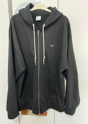 Solo swoosh Siyah Fermuarlı Kapüşonlu Oversize Sweatshirt - Görsel 3