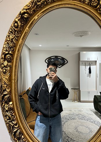 Solo swoosh Siyah Fermuarlı Kapüşonlu Oversize Sweatshirt - Görsel 2