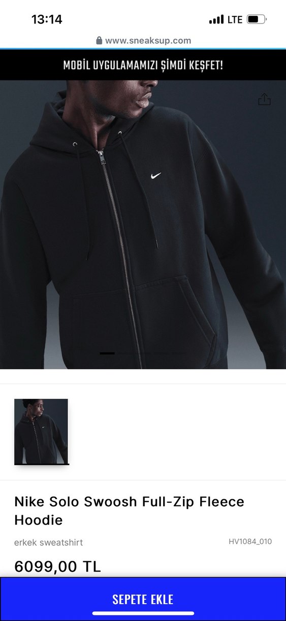 Solo swoosh Siyah Fermuarlı Kapüşonlu Oversize Sweatshirt - Görsel 5