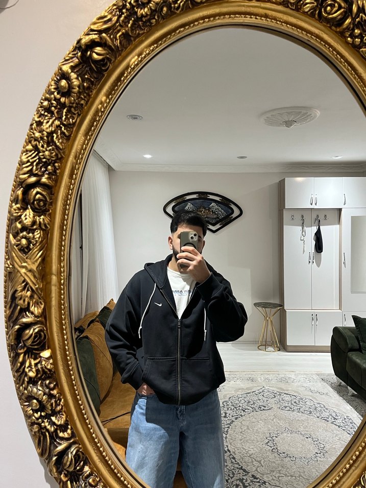 Solo swoosh Siyah Fermuarlı Kapüşonlu Oversize Sweatshirt - Görsel 2