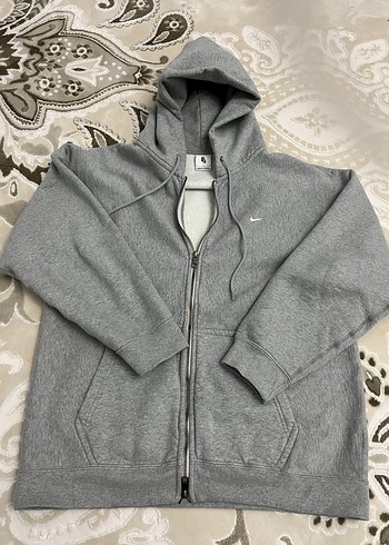 Solo swoosh Gri Kapüşonlu Fermuarlı Erkek Sweatshirt - Görsel 3