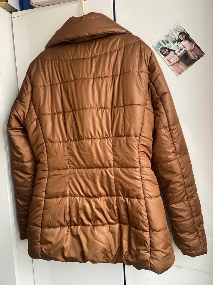 Kadın Kahverengi Fermuarlı Kısa Kaban - Görsel 4