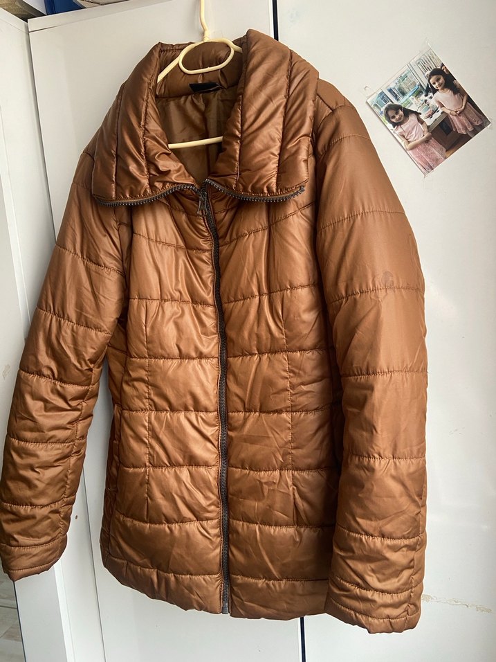 Kadın Kahverengi Fermuarlı Kısa Kaban - Görsel 3