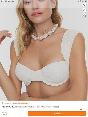 Trendyolmilla beyaz bikini üstü