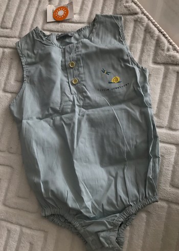 Gri Kolsuz Bebek Tulum Nakışlı - Görsel 2