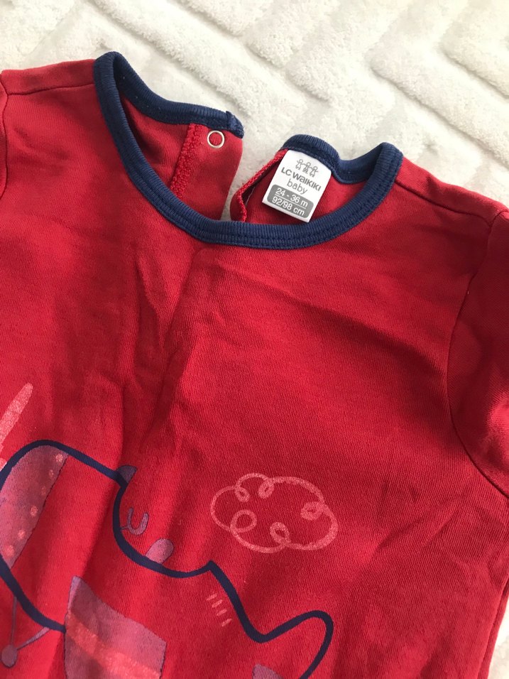 Kırmızı Fermuarlı Bebek Tulum - Görsel 3