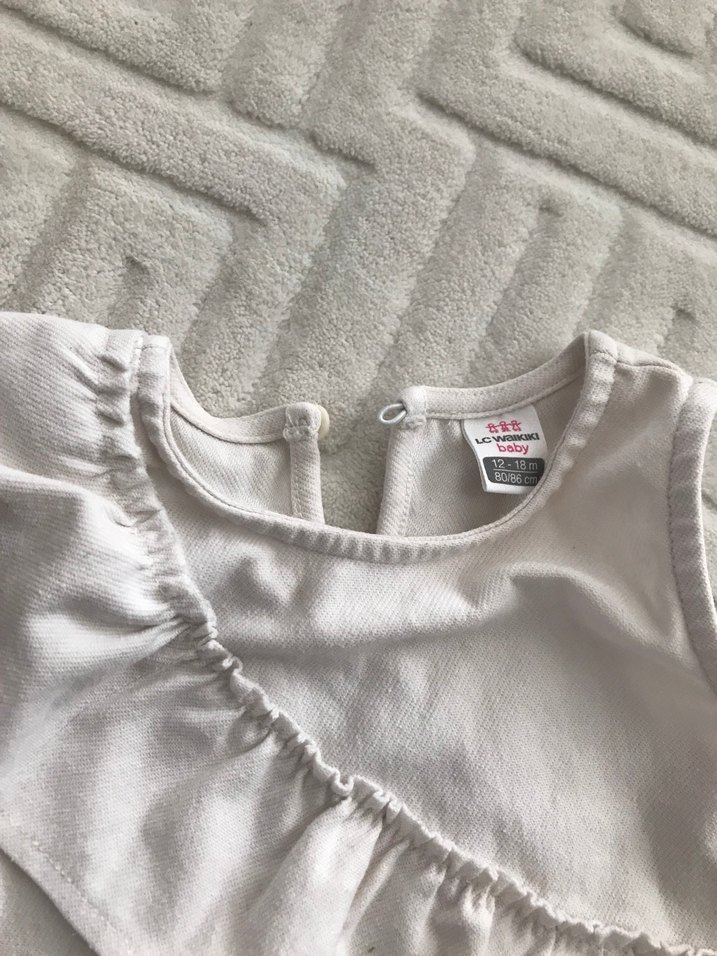 Kolsuz, Fırfırlı Beyaz Kız Elbise - Görsel 2