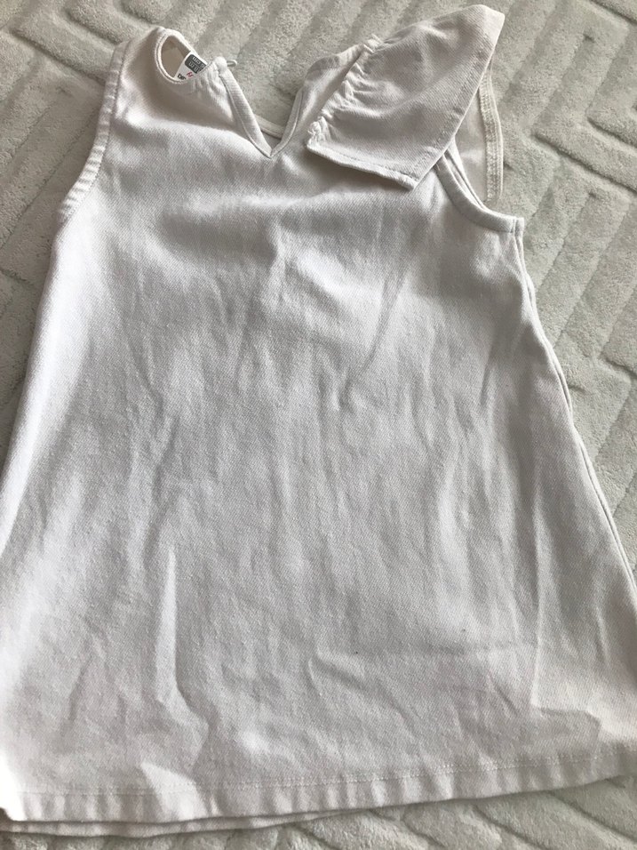 Kolsuz, Fırfırlı Beyaz Kız Elbise - Görsel 3