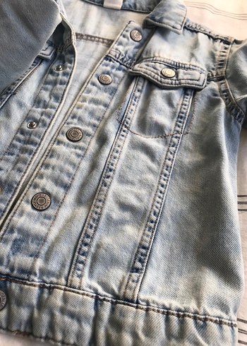 Düğmeli Mavi Kadın Denim Ceket - Görsel 5