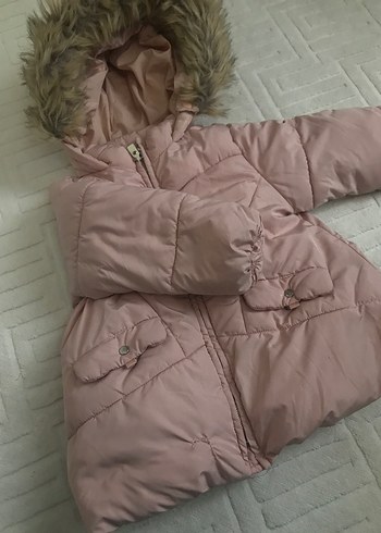 Kız Çocuk Pembe Kürklü Mont - Görsel 2