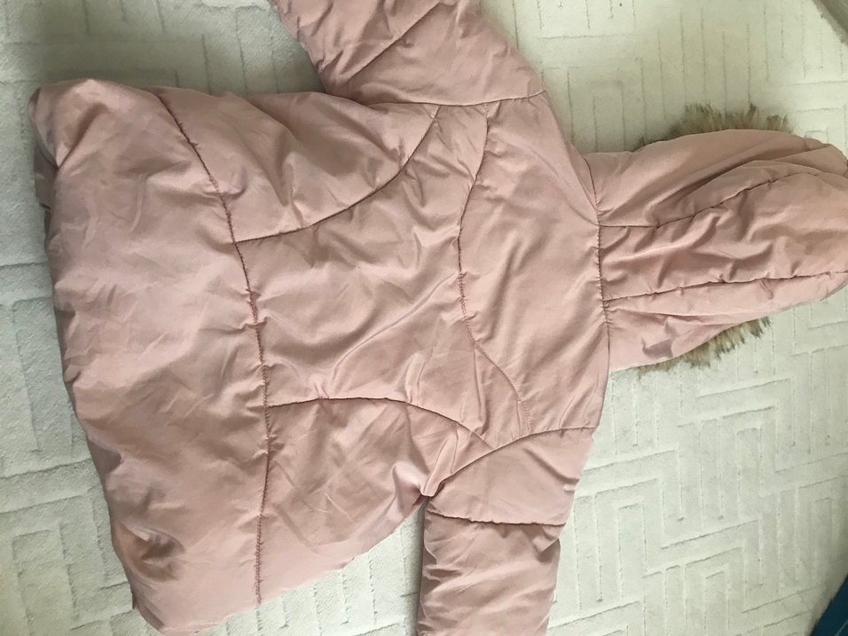 Kız Çocuk Pembe Kürklü Mont - Görsel 4