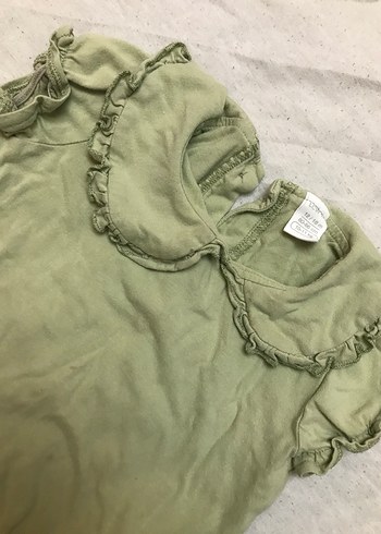 Fırfırlı Yeşil Kız Bebek Kısa Kollu Takım - Görsel 4