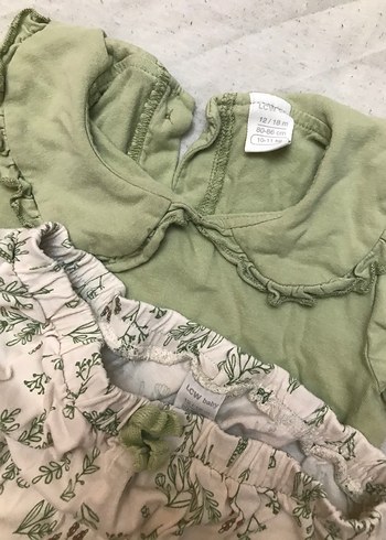 Fırfırlı Yeşil Kız Bebek Kısa Kollu Takım - Görsel 3