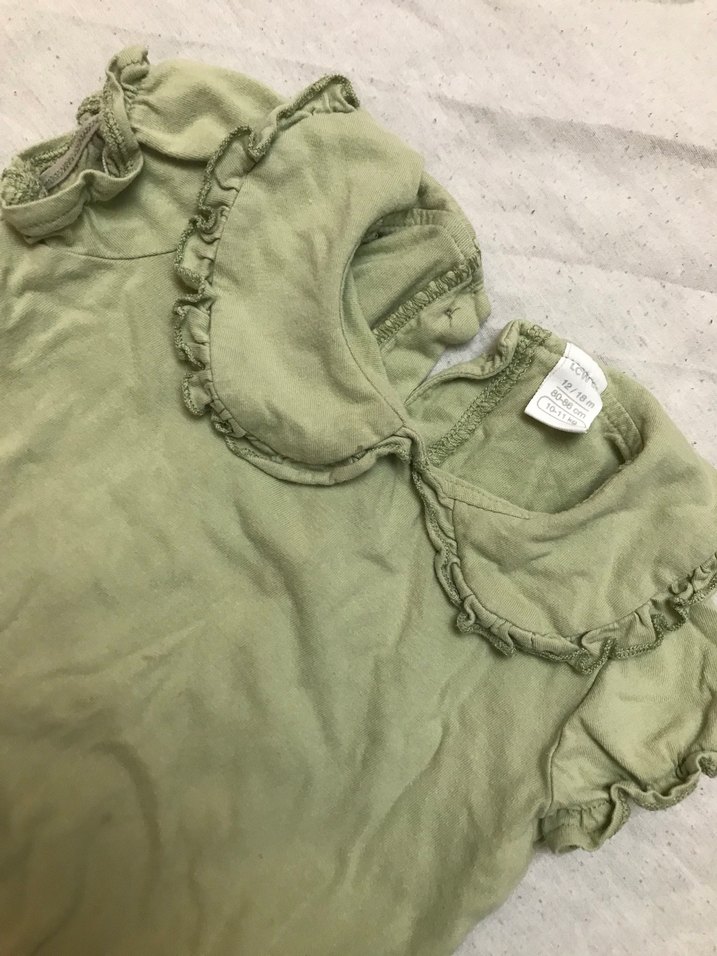 Fırfırlı Yeşil Kız Bebek Kısa Kollu Takım - Görsel 4