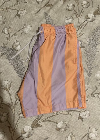 s Beden Erkek Çok Renkli Pastel Çizgili Deniz Şortu