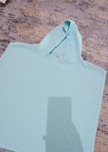 Turkuaz Kız Çocuk Kapüşonlu Panço - Görsel 8