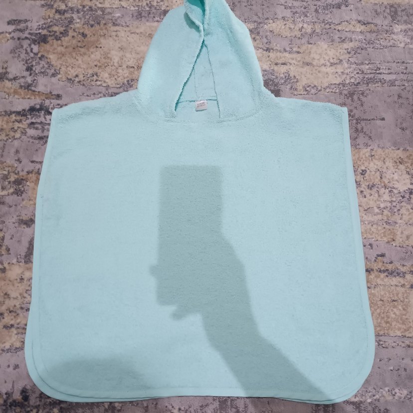 Turkuaz Kız Çocuk Kapüşonlu Panço - Görsel 4