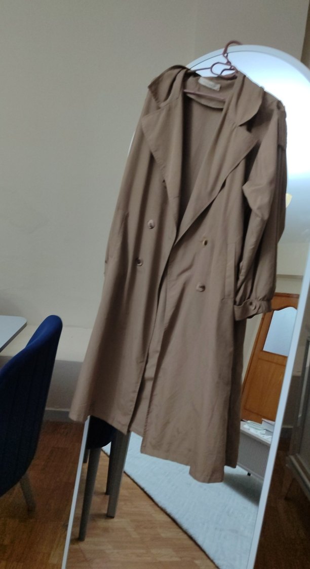 Bej Kadın Uzun Kemerli Trençkot - Görsel 2