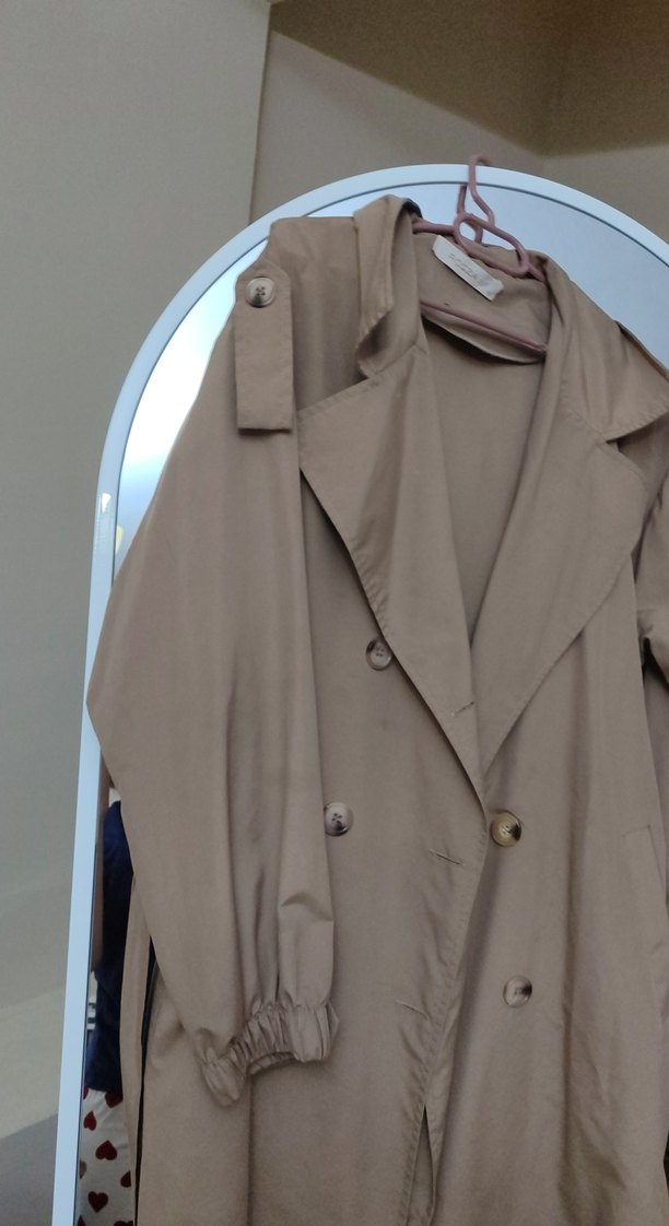 Bej Kadın Uzun Kemerli Trençkot - Görsel 3