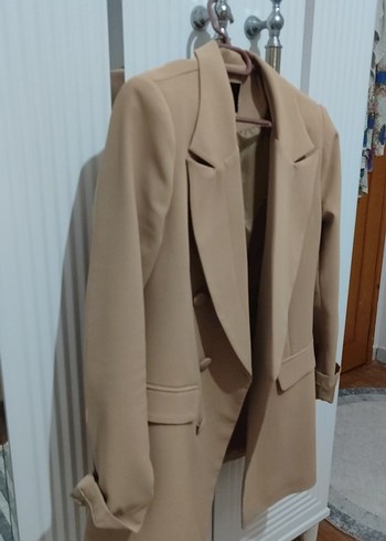 Bej Notch Yaka Kadın Blazer Ceket - Görsel 2
