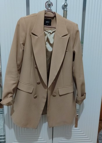 Bej Notch Yaka Kadın Blazer Ceket
