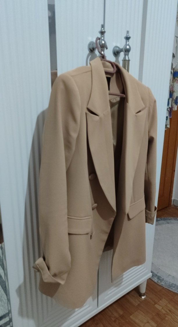 Bej Notch Yaka Kadın Blazer Ceket - Görsel 2