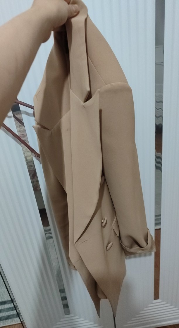 Bej Notch Yaka Kadın Blazer Ceket - Görsel 3