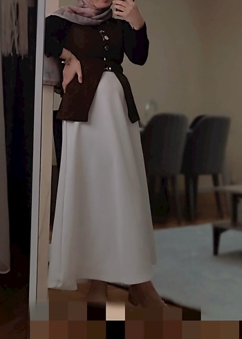 Düğmeli Kahverengi Deri Kadın Yelek - Görsel 3