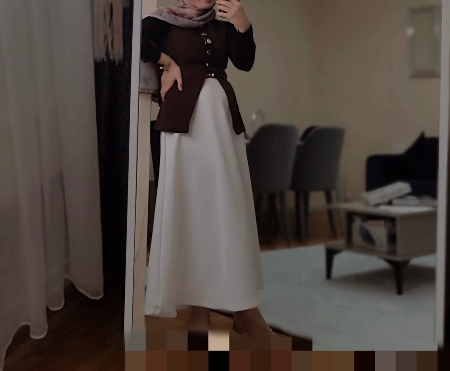 Düğmeli Kahverengi Deri Kadın Yelek - Görsel 3