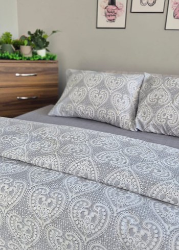 Gri İşlemeli Çift Kişilik Nevresim Takımı - Görsel 2
