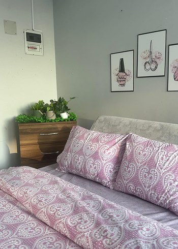 Nakışlı Pembe Çift Kişilik Yatak Örtüsü - Görsel 2