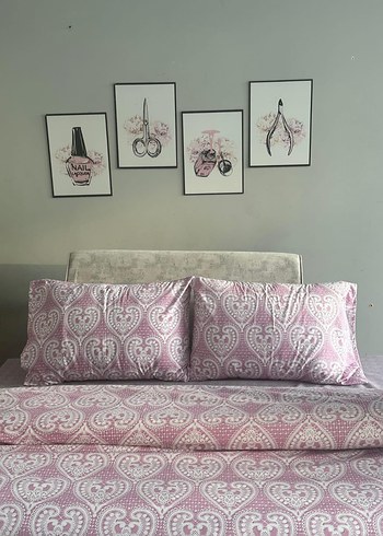 Nakışlı Pembe Çift Kişilik Yatak Örtüsü - Görsel 3