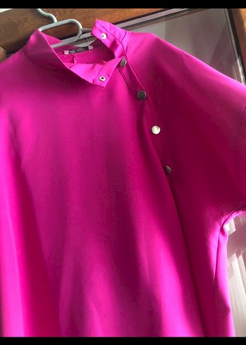 Pembe Düğmeli Salaş Hamile Bluzu - Görsel 2