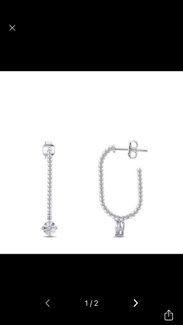 Gümüş Renk Zincir Detaylı Pırlanta Küpe - Görsel 2