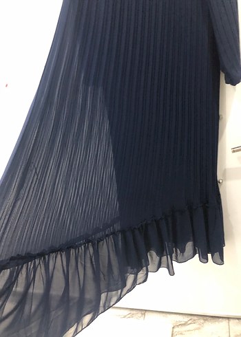 Kadın Lacivert Uzun Pilili Elbise - Görsel 4