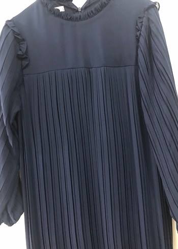 Kadın Lacivert Uzun Pilili Elbise - Görsel 7