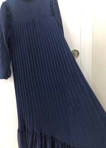 Kadın Lacivert Uzun Pilili Elbise - Görsel 2