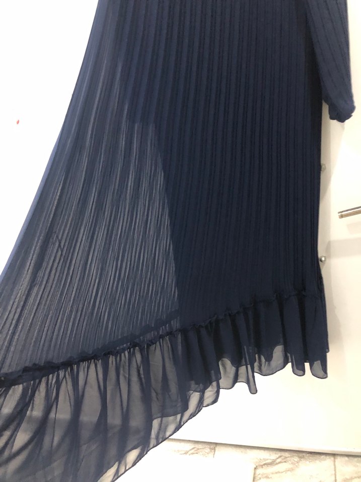 Kadın Lacivert Uzun Pilili Elbise - Görsel 4