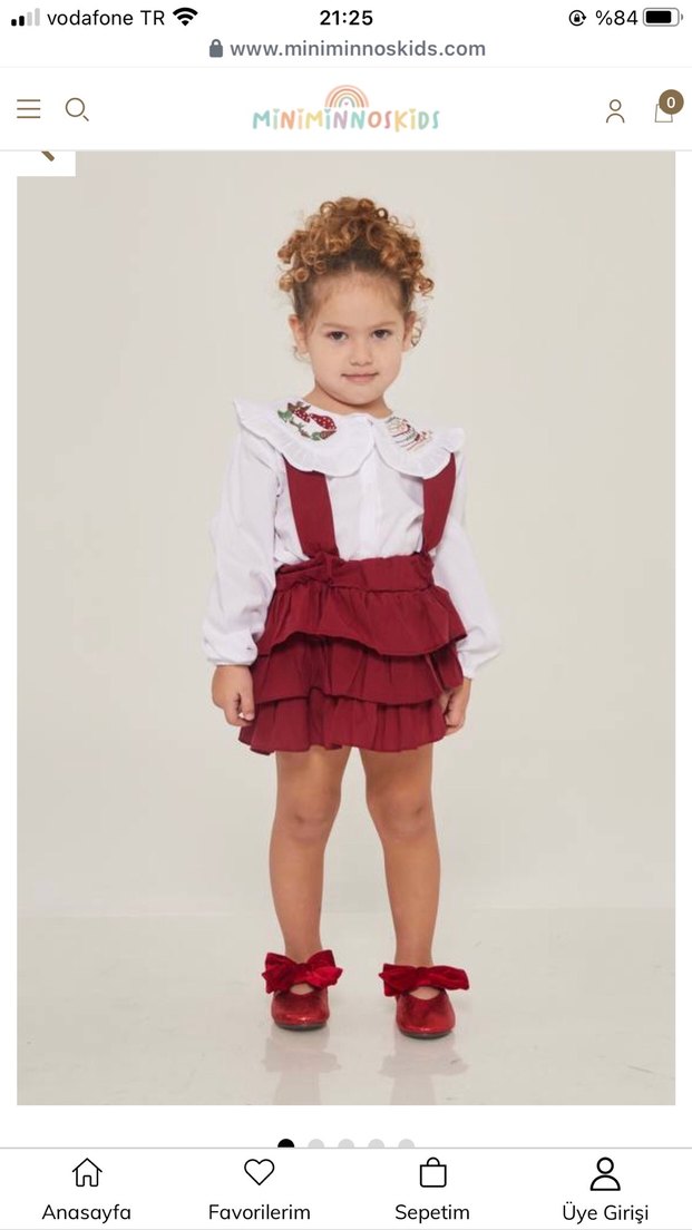 Bordo Kız Çocuk Fırfırlı salopet - Görsel 2