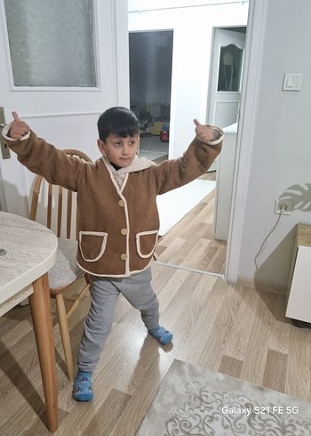 Düğmeli Kahverengi çocuk Ceketi - Görsel 6