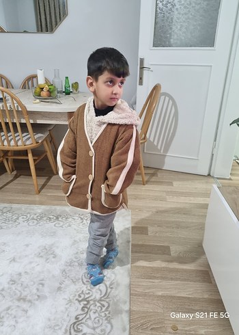Düğmeli Kahverengi çocuk Ceketi - Görsel 5