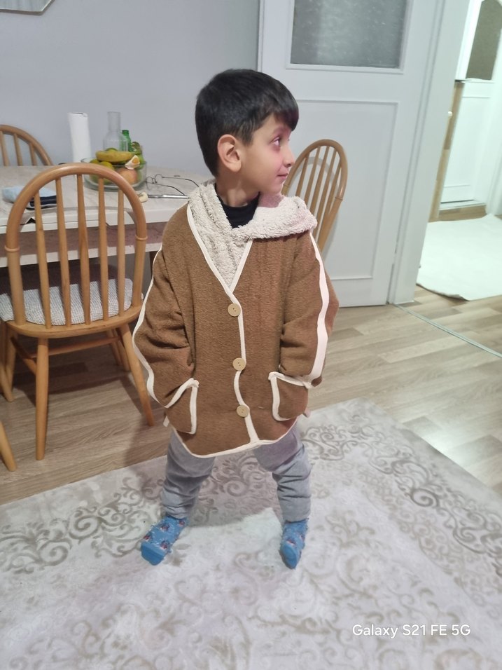 Düğmeli Kahverengi çocuk Ceketi - Görsel 4