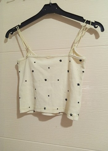 Beyaz Yıldız Baskılı Mini İnce Askılı Üst - Görsel 4