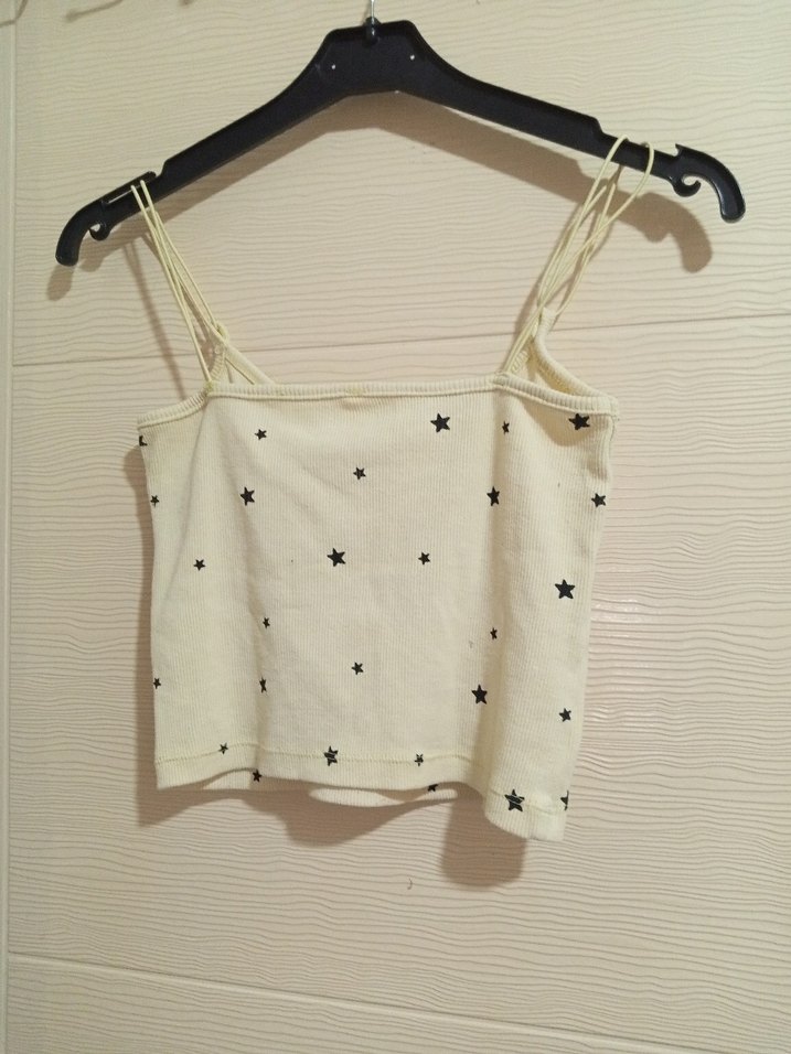 Beyaz Yıldız Baskılı Mini İnce Askılı Üst - Görsel 4