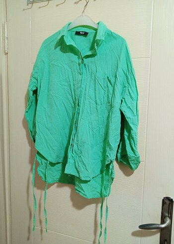 Yeşil Keten Uzun Kollu Gömlek - Görsel 2